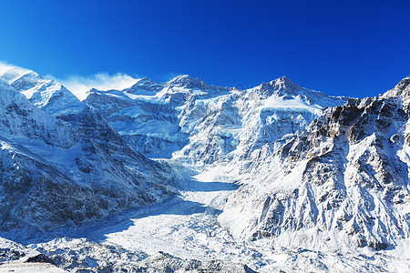 风景优美的山景,坎陈琼加地区,喜马拉雅山,尼泊尔图片