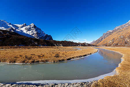 风景优美的山景,坎陈琼加地区,喜马拉雅山,尼泊尔图片