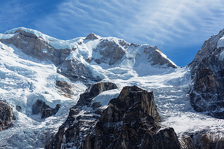 风景优美的山景,坎陈琼加地区,喜马拉雅山,尼泊尔图片