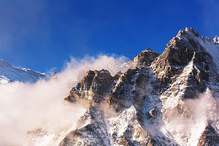 风景优美的山景,坎陈琼加地区,喜马拉雅山,尼泊尔图片