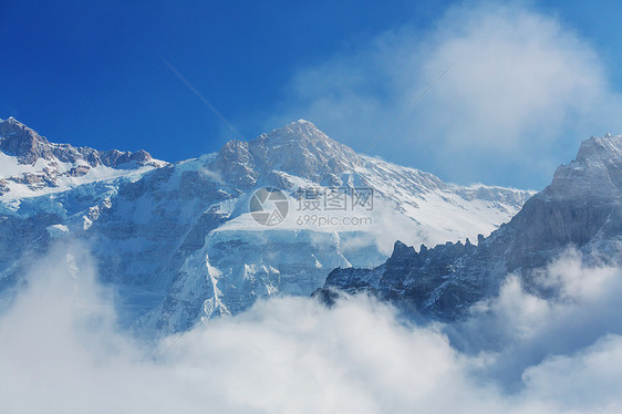 风景优美的山景,坎陈琼加地区,喜马拉雅山,尼泊尔图片