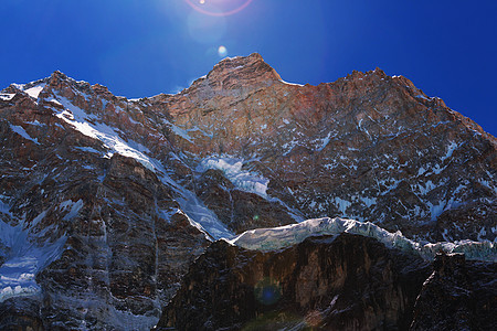 风景优美的詹努峰,坎肯琼加地区,喜马拉雅山,尼泊尔图片