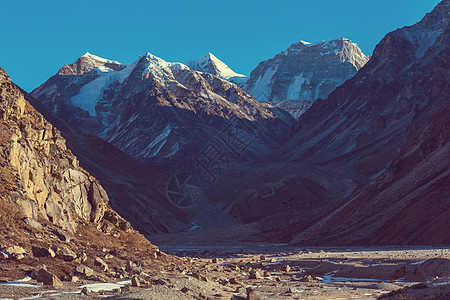 风景优美的山景,坎陈琼加地区,喜马拉雅山,尼泊尔图片