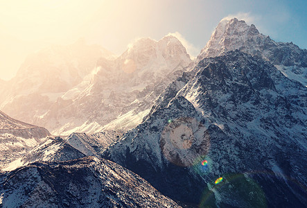 风景优美的山景,坎陈琼加地区,喜马拉雅山,尼泊尔图片