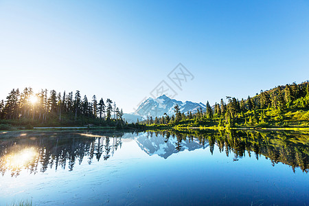 图片湖山树山,华盛顿背景图片