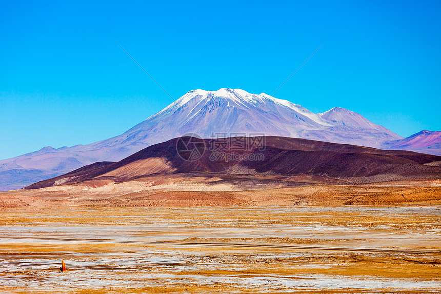 利维亚智利边境的安斯山脉的奥拉格层压火山图片