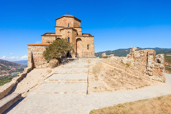贾瓦里修道院格鲁吉亚mtskheta之上的6世纪格鲁吉亚东正教修道院图片