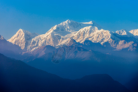 印度锡金的Pelling附近可以看Kangchenjun康钦贡加世界上三高的山图片