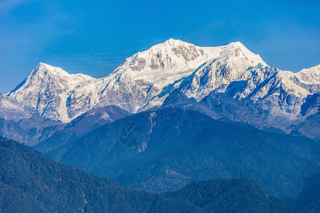 印度锡金的Pelling附近可以看Kangchenjun康钦贡加世界上三高的山图片