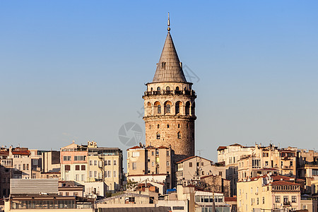 加拉塔塔塔GalataKulesih被Genoese称为ChristeaTurris,土耳其伊斯坦布尔的座中世纪石塔图片