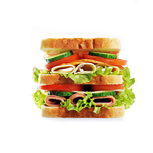 新鲜美味的三明治,火腿奶酪蔬菜图片