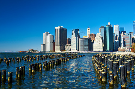 纽约市布鲁克林桥公园曼哈顿下天际线景观图片
