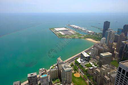 芝加哥天际线鸟瞰图图片