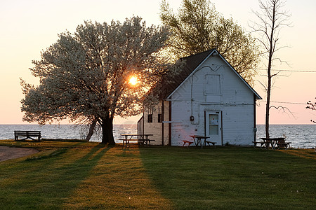日出普安特阿克斯,胡伦湖,密歇根州,美国图片