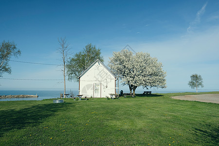 湖岸普恩特阿克斯,胡伦湖,密歇根州,美国图片