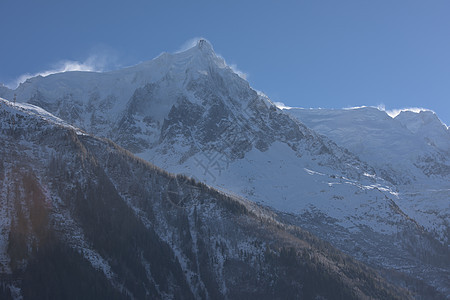 法国阿尔卑斯山的山峰覆盖着新鲜的雪冬季景观自然景观美丽阳光明媚的冬季图片