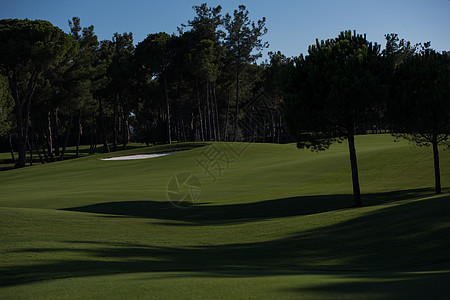 高尔夫球场景观美丽的新鲜日出图片