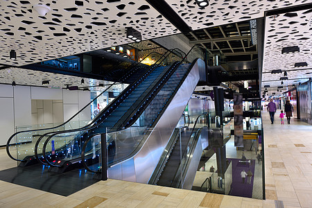社会经济现代明亮的购物中心室内建筑背景