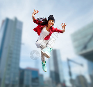 体育,舞蹈城市文化美丽的舞蹈女孩跳跃图片