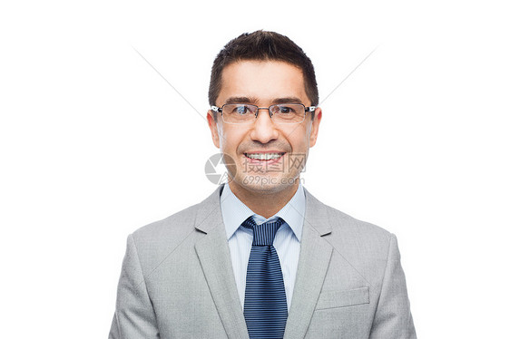 商业,人,视觉办公室快乐的微笑商人戴眼镜西装图片
