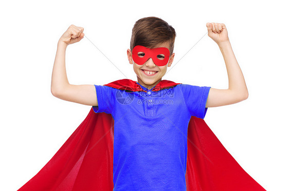 嘉华,童,权力,手势人的快乐男孩红色超级英雄斗篷具拳头图片