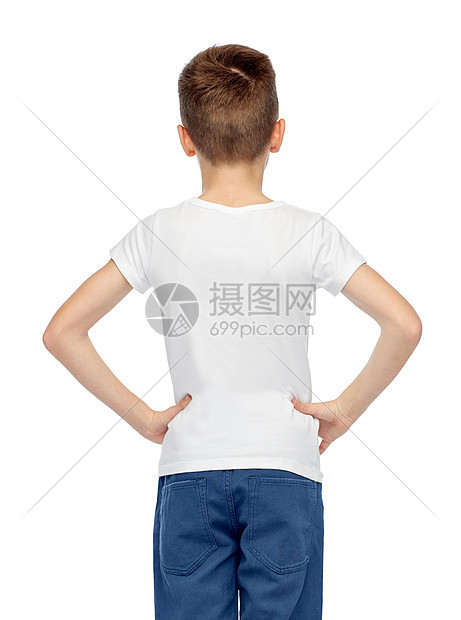 童,时尚,广告人的男孩穿着白色T恤牛仔裤图片