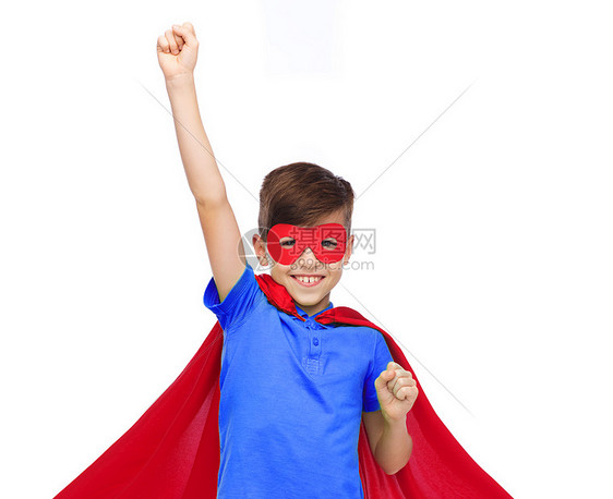 嘉华,童,权力,手势人的快乐男孩红色超级英雄斗篷具拳头图片