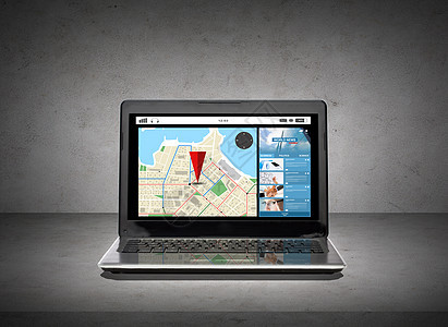 技术,电子,导航位置笔记本电脑与GPS导航屏幕上图片