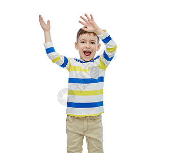 童,时尚,快乐人的快乐的小男孩挥手图片