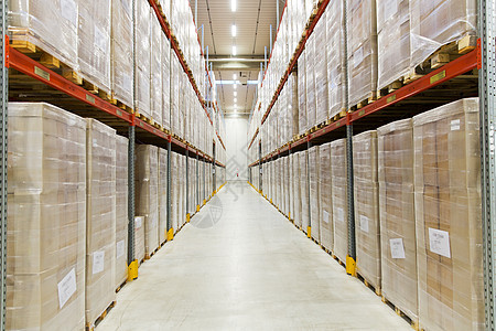 物流,储存,装运,工业制造货物箱储存仓库货架上图片