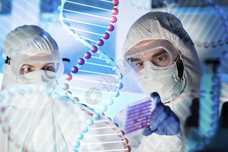 科学,化学,医学,研究人的近距离的科学家化学实验室的测试样本板上的DNA分子结构图片