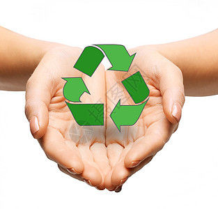 人生态环境保护理念手握绿色回收标志图片