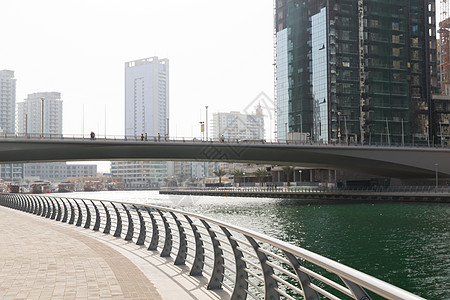 城市景观,旅游,旅游城市迪拜城市商业区与摩天大楼海滨桥梁图片