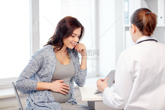 怀孕,妇科,医学,保健人的妇科医生与平板电脑孕妇会议医院图片