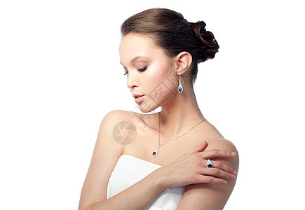 美丽,珠宝,人奢侈的美丽的亚洲妇女新娘耳环,指环吊坠图片