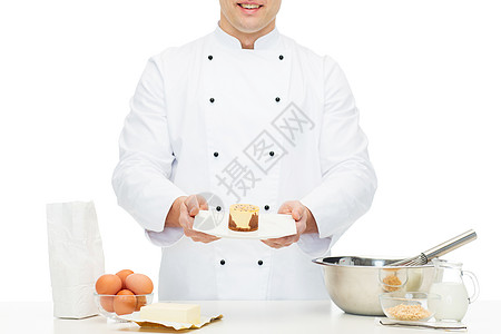 烹饪,职业,高级美食,食物人的接近快乐的男厨师烹饪烘焙甜点图片