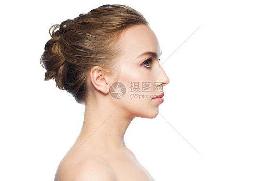 健康,人,整形手术美容美丽的轻女人的脸白色的背景图片