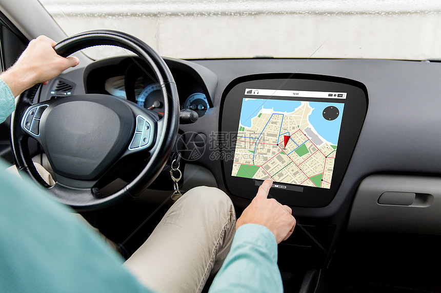 运输,目的地,导航,现代技术人的人驾驶汽车与GPS导航计算机屏幕上图片