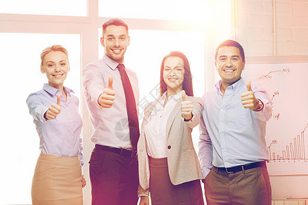 成功,商业,办公室获胜的快乐的商业队办公室里竖大拇指图片