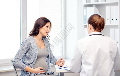 怀孕,妇科,医学,保健人的妇科医生与剪贴板孕妇会议医院图片