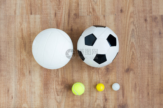 运动,健身,游戏,运动设备物体的同的运动球木地板上顶部图片