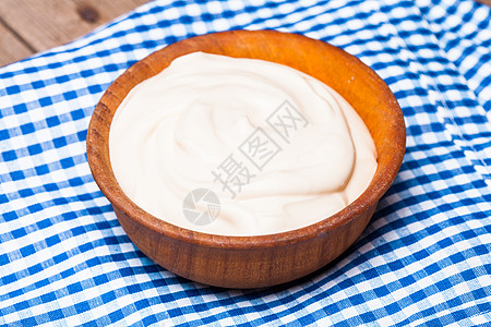 放木碗里的酸奶油农业机产品酸奶油图片