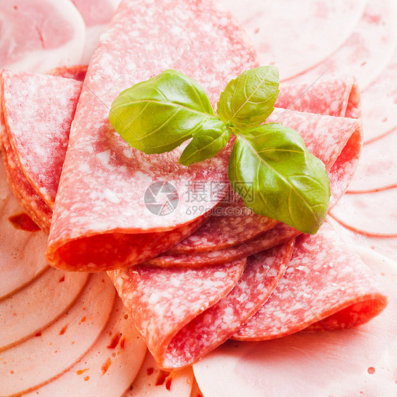 切香肠冷沙拉米片香肠开胃菜的类型图片
