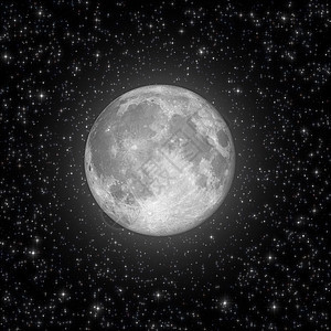 黑色里的满月星星插图图片