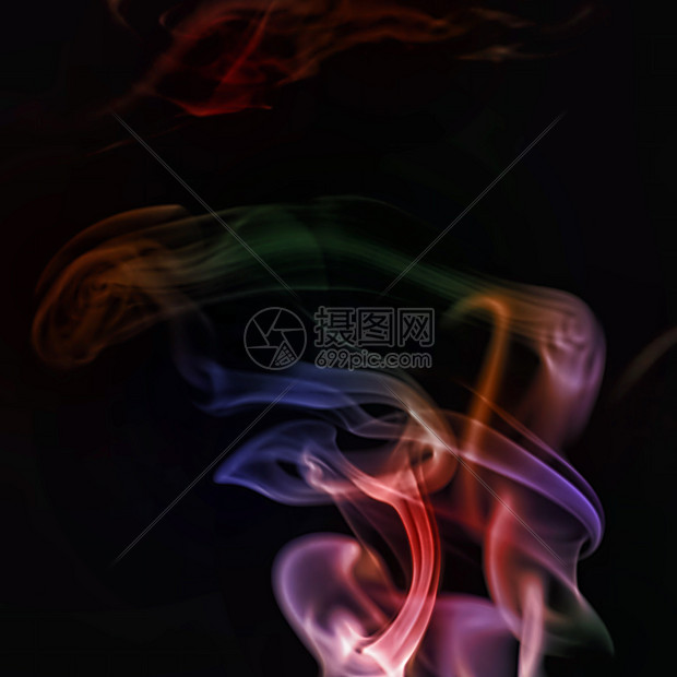 黑色背景上抽象的彩色烟雾,黑色背景上的彩色烟雾图片