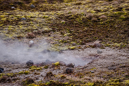 冰岛熔岩场上的浓烟背景图片