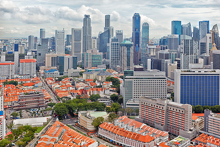 新加坡市中心唐人街的鸟瞰图图片