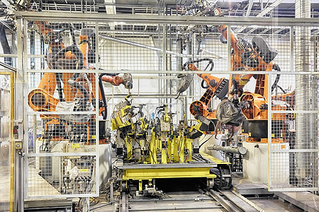 汽车工厂里的机器人图片