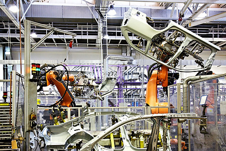 汽车工厂的机器人手臂图片