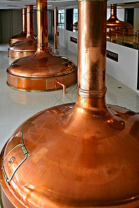 波西米亚啤酒厂的铜制酒罐图片